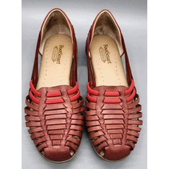 Footsmart Tejidas Women's Leather Sandals Brown Red 8M Closed Toe 90's Y2K - Picture 15 of 16